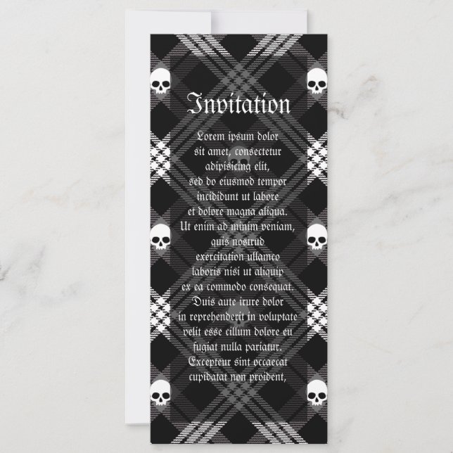 Gothic Skull Tartan Play Inbjudningar (Framsida)
