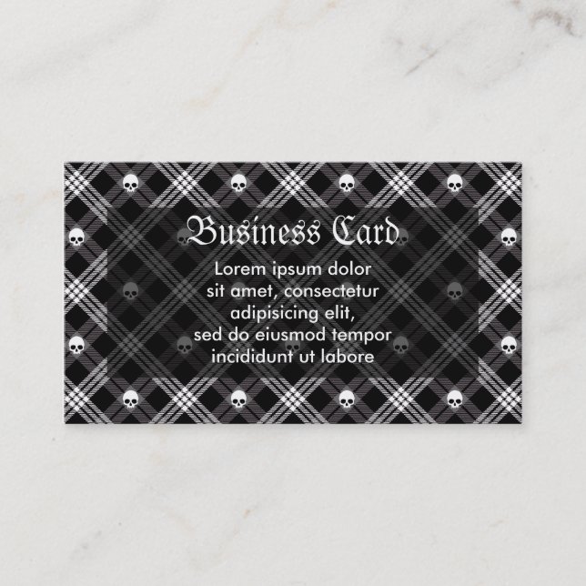 Gothic Skull Tartan Play Visitkort (Framsida)