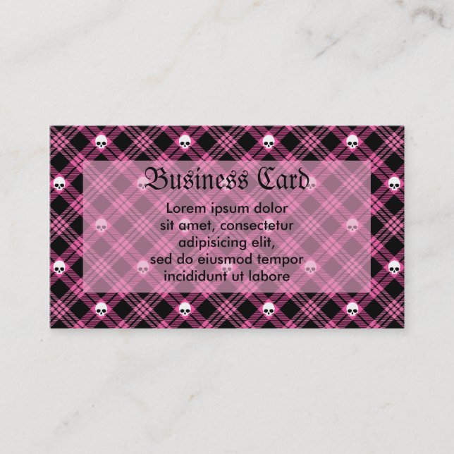 Gothic Skull Tartan Play Visitkort (Framsida)