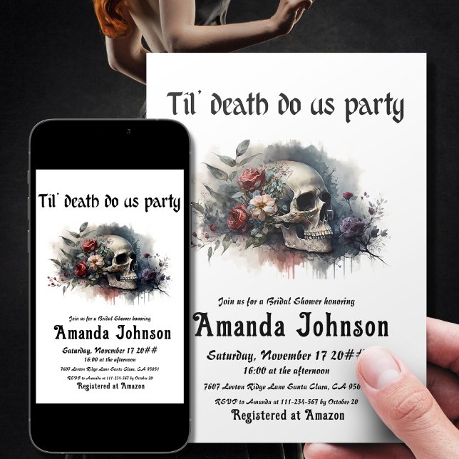 Gothic Skull till Death Do US Party Möhippa Inbjudningar (Skapare uppladdad)