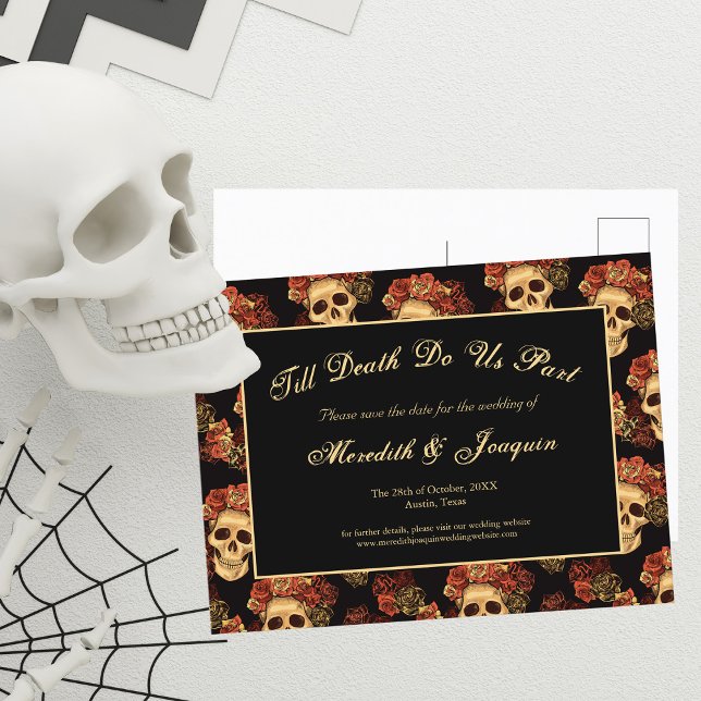 Gothic Skull till döden Spara datumet i vår del Meddelande Vykort (Skapare uppladdad)