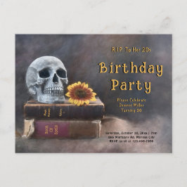Gothic Skull Vintage Bok Solros RIP till hennes 20 Inbjudan Vykort