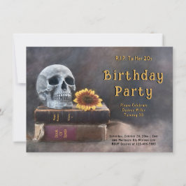 Gothic Skull Vintage Bok Solros RIP till hennes 20 Inbjudningar