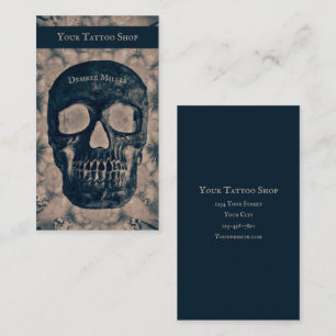 Gothic Skull Vintage Sepia Negativ Tatto Shop Visitkort