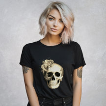 Gothic Skull Vit ros Black