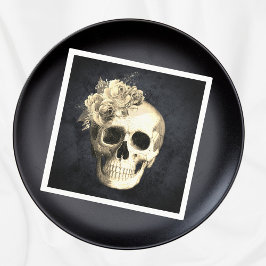Gothic Skull Vit ros Halloween Pappersservett