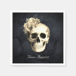 Gothic Skull Vit ros Personlig Halloween Pappersservett