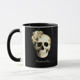 Gothic Skull Vit ros Personlig Mugg