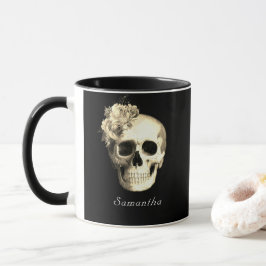 Gothic Skull Vit ros Personlig Mugg
