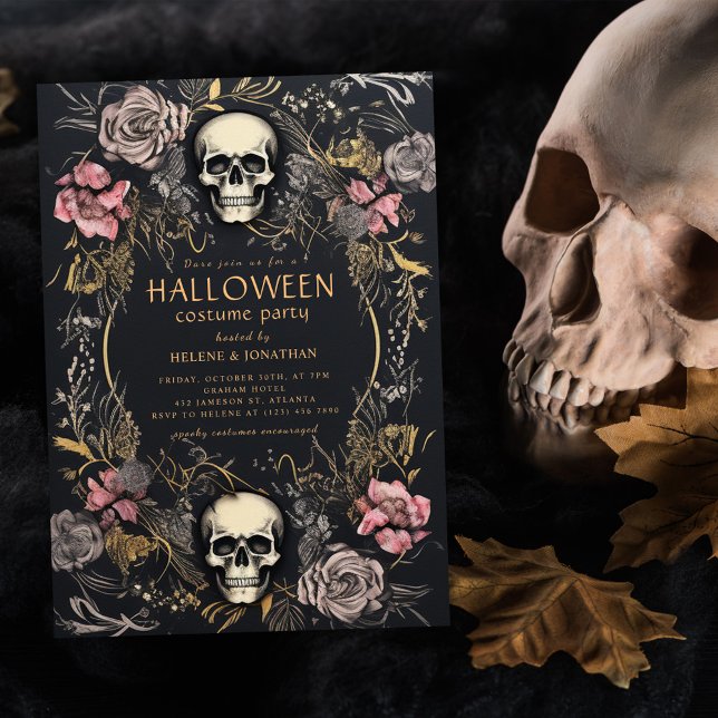 Gothic Skull Vuxen Halloween fest Inbjudningar (Gothic Skull Adult Halloween Party Invitation)