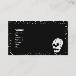 Gothic Skull White Polka Dot Gräns på Black Visitkort