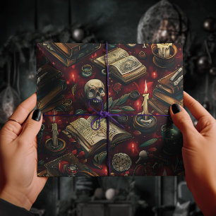 Gothic Skull Witchcraft Alchemy Spellbook & Candle Presentpapper