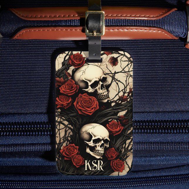 Gothic Skulls and Red Roses Bagagebricka (Skapare uppladdad)