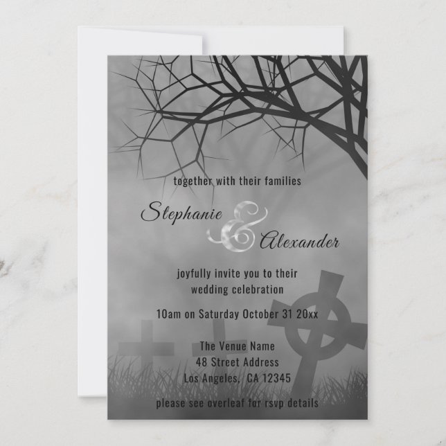 Gothic Smoke Cemetery Wedding bjudande Inbjudningar (Framsida)
