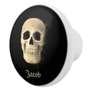 Gothic Smokey Skull Head Coola Black Beige Macabre Knopp