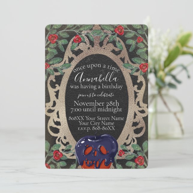 Gothic Snö White Fairy Tale Temaparty Inbjudningar (Stående Fram)