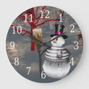 Gothic Snögubbe Clock Stor Klocka