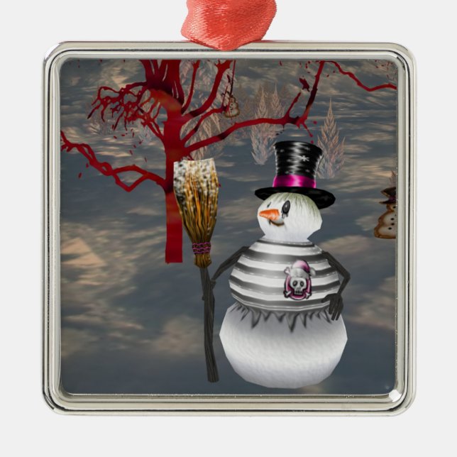 Gothic Snögubbe Square Ornament (Framsidan)