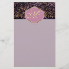 Gothic Snöre Anpassningsbar Monogram Stationery Brevpapper