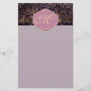Gothic Snöre Anpassningsbar Monogram Stationery Brevpapper