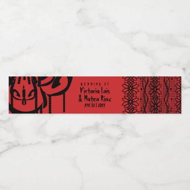 Gothic Snöre Chandelier Red Black Vattenflaska Etikett (Singel etikett)