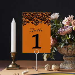 Gothic Snöre Halloween Orange Black Bröllop Bordsnummer