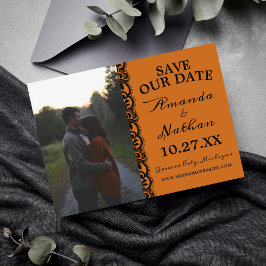 Gothic Snöre Halloween Orange Black Bröllop Spara Datumet