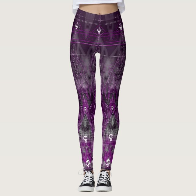 Gothic Snöre o'Dödssteampunk skalle snöre wicca Leggings (Framsida)