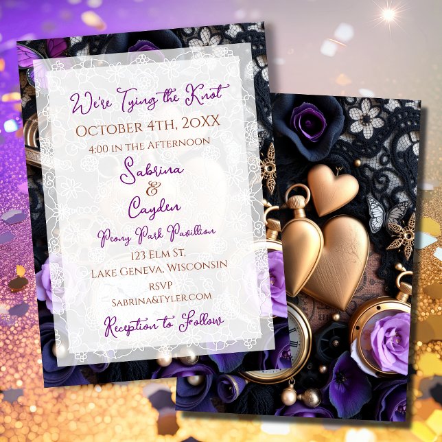 Gothic Snöre, Ro och Pocket-vattnen Bröllop Inbjudningar (Skapare uppladdad)