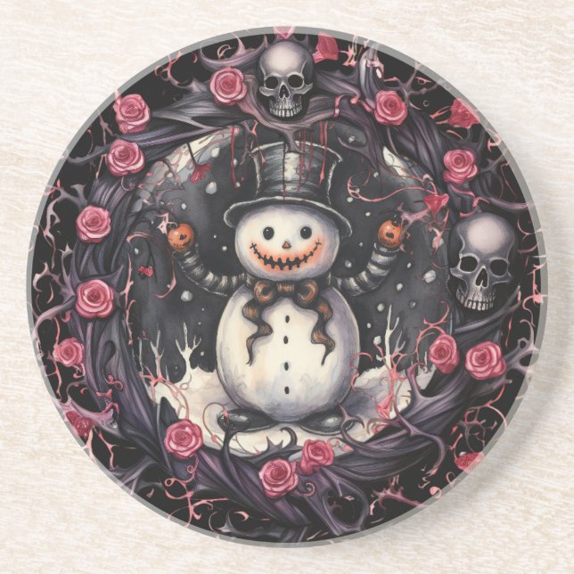 Gothic Snowman Skulls and Roses Underlägg (Framsidan)