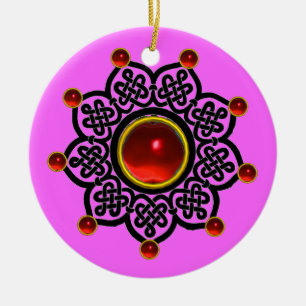 GOTHIC SOL Red Ruby Gem Julgransprydnad Keramik