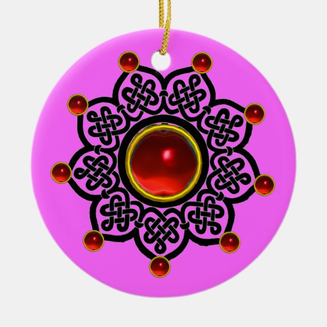 GOTHIC SOL Red Ruby Gem Julgransprydnad Keramik (Framsidan)