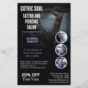 Gothic Soul Tattoo & Piercing Salon   Professionel Flygblad