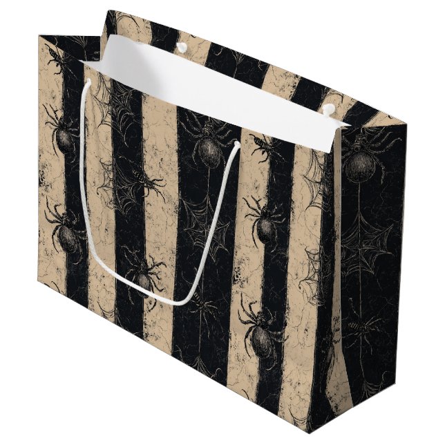 Gothic Spider och Webben Stripe Halloween Mönster (Framsidan Vinklad)