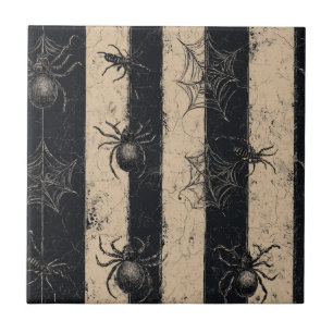 Gothic Spider och Webben Stripe Halloween Mönster Kakelplatta