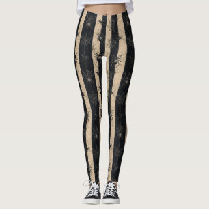 Gothic Spider och Webben Stripe Halloween Mönster Leggings