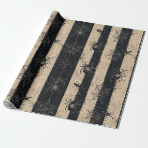Gothic Spider och Webben Stripe Halloween Mönster Presentpapper