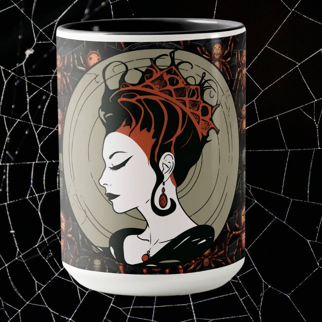 Gothic Spider Queen, Mörk och Elegant Halloween Mugg (Skapare uppladdad)