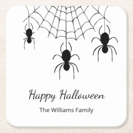 Gothic Spiders Black White Halloween fest Underlägg Papper Kvadrat