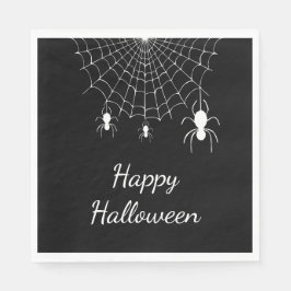 Gothic Spiders Simple Black White Happy halloween Pappersservett