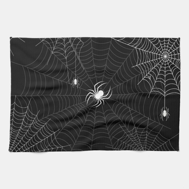 Gothic Spindelnät Halloween Black & White Kökshandduk (Horisontell)