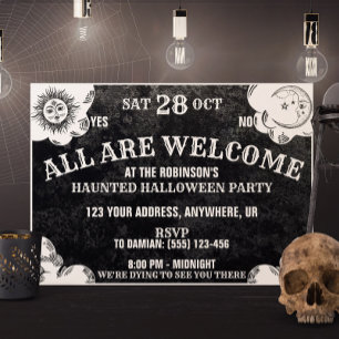 Gothic Spirit Board Spooky Season Halloween fest Inbjudningar