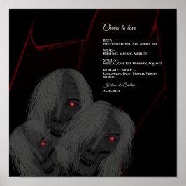 Gothic Spöken Red White Black Mörk Moody Halloween Poster