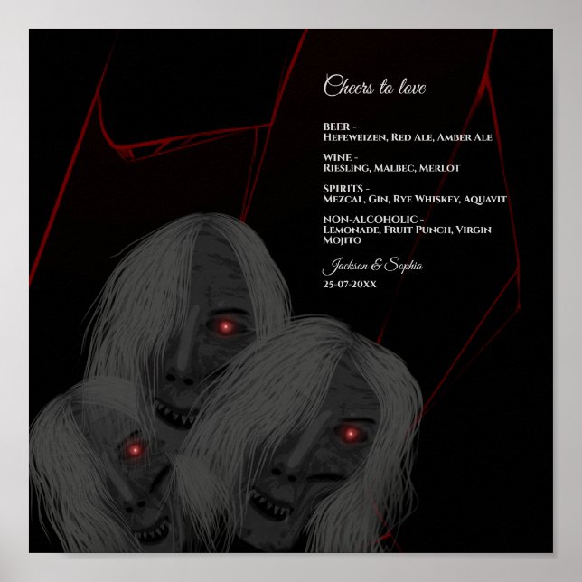 Gothic Spöken Red White Black Mörk Moody Halloween Poster (Framsidan)