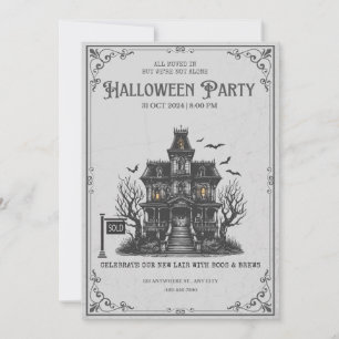 Gothic spökhus Halloween-fest inbjudan   