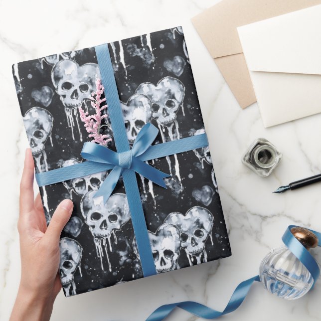 Gothic Spooky-Döskallar med Hearts Presentpapper (Gifting)