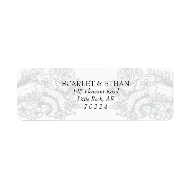 Gothic Spooky Flower Hearts Elegant Vampire Returadress Etikett (Framsidan)