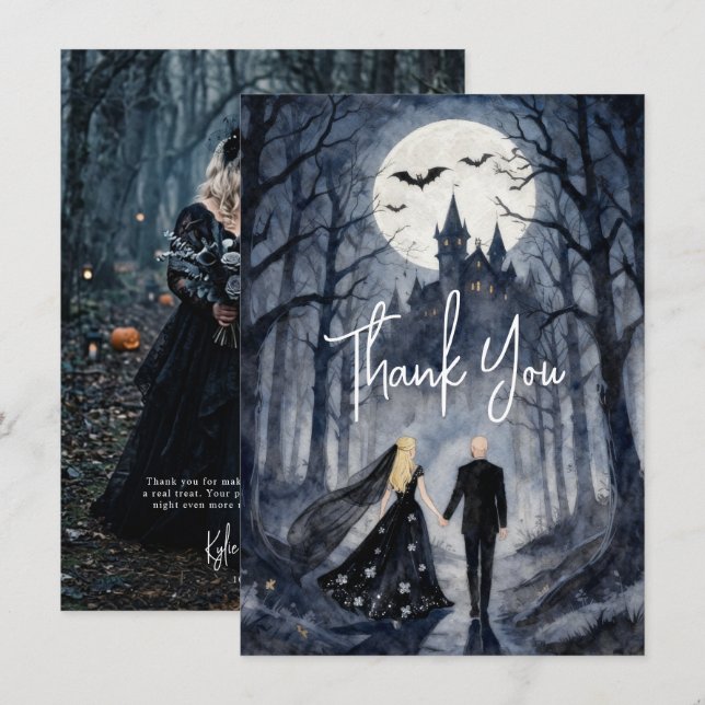 Gothic Spooky Forest Toward Castle TLW26 Tack Kort (Fram/baksida)