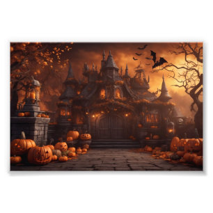 Gothic Spooky Halloween House Scary Mansion Fototryck