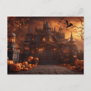 Gothic Spooky Halloween House Scary Mansion Vykort